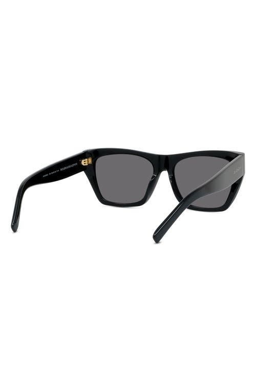 Shop Givenchy Gvday 55mm Square Sunglasses In Shiny Black/smoke