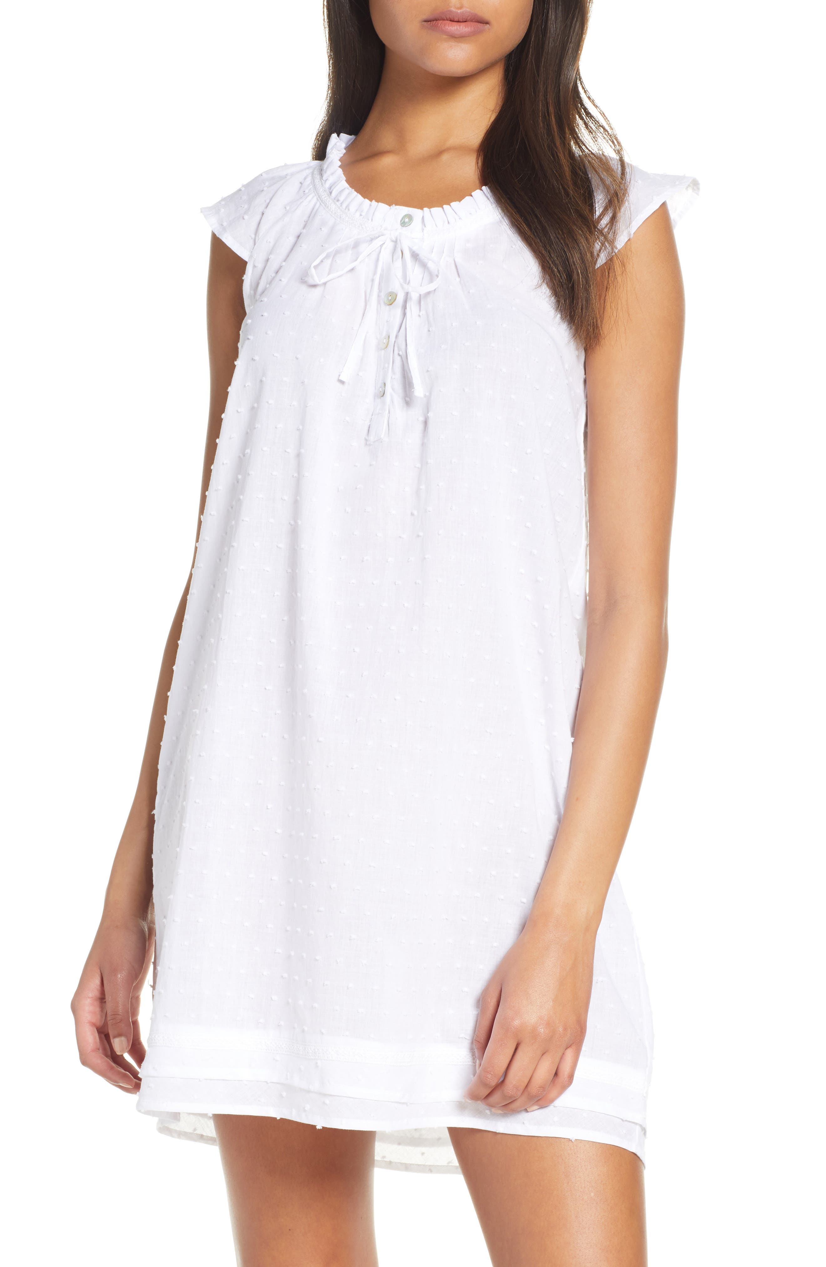 Papinelle Swiss Dot Flutter Nightgown, White