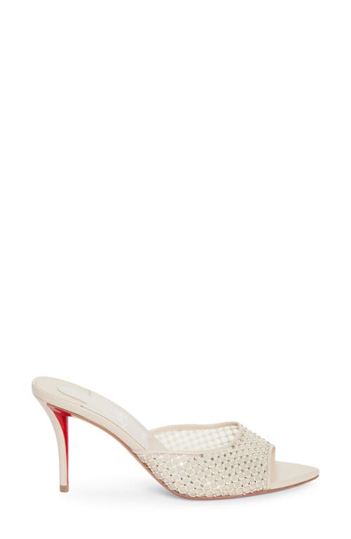 Shop Christian Louboutin Apostropha Crystal Beaded Pointed Toe Slide Sandal In Leche Silk/leche