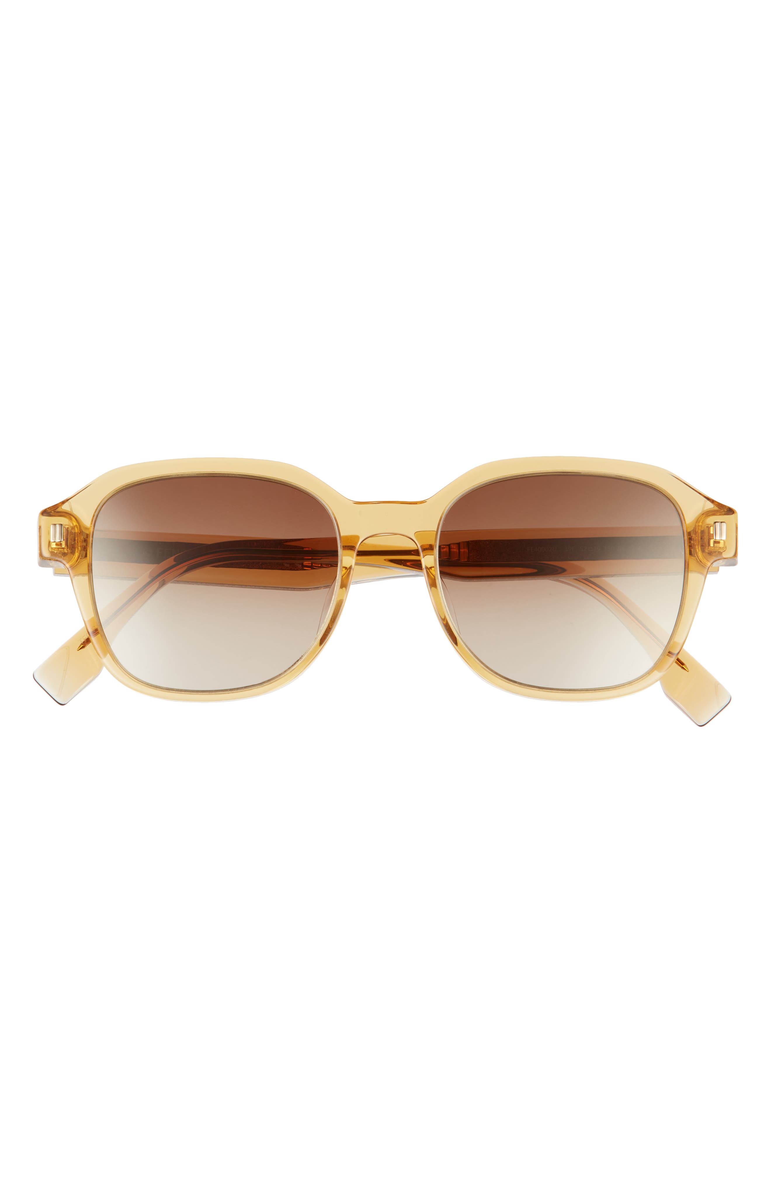 Fendi 52mm Round Sunglasses in Shiny Yellow /Gradient Brown at Nordstrom