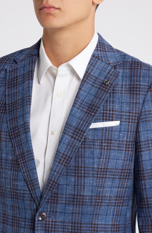 Shop Hugo Boss Boss Hutson Plaid Virgin Wool, Cotton & Linen Blend Sport Coat In Dark Blue