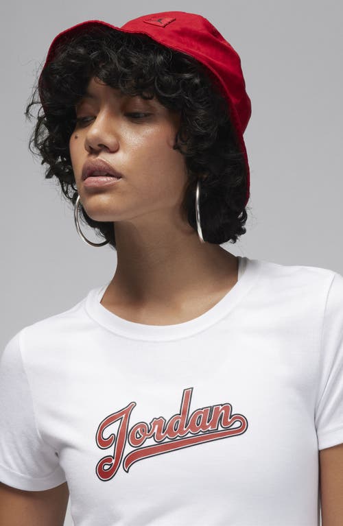 Shop Nike Jordan Slim Fit Graphic T-shirt In White/dune Red