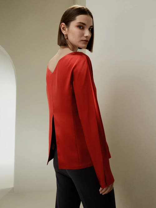 Shop Lilysilk Minimalist Shiny Silk Top In Brick Red