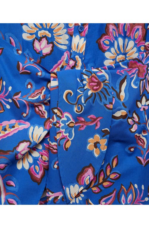 Shop Mango Floral Cotton Shirtdress In Blue