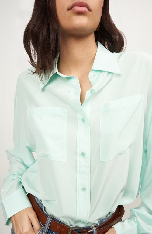 Equipment Oty Oversize Silk Button-up Shirt In Blue Light