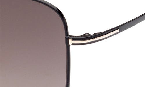 Shop Tom Ford 59mm Square Sunglasses In Shiny Black/gradient Brown