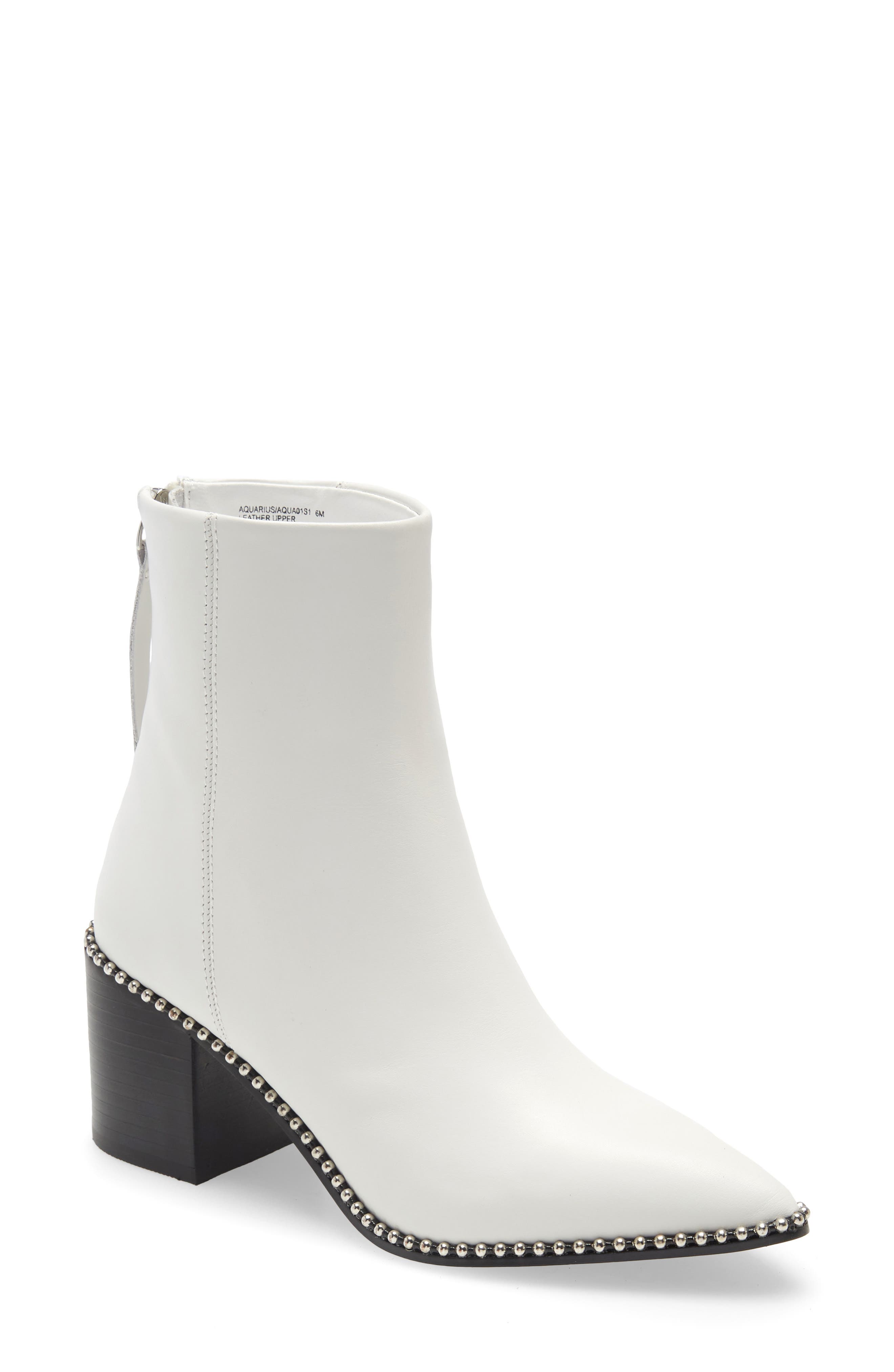 studded white booties