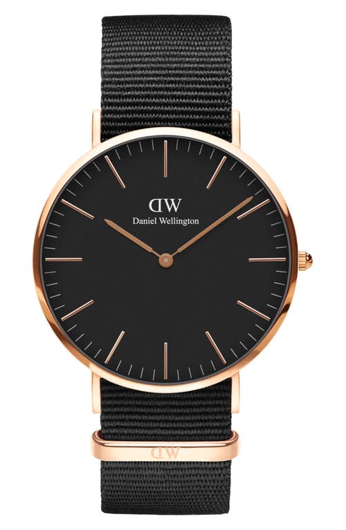 Daniel Wellington Men's Classic Cornwall Black Polyester Watch 40mm In Black