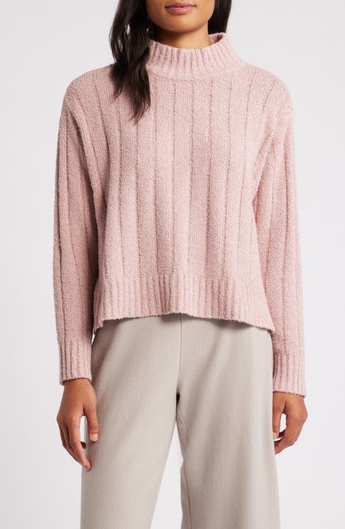 Shop Eileen Fisher Mock Neck Ribbed Sweater In Opal