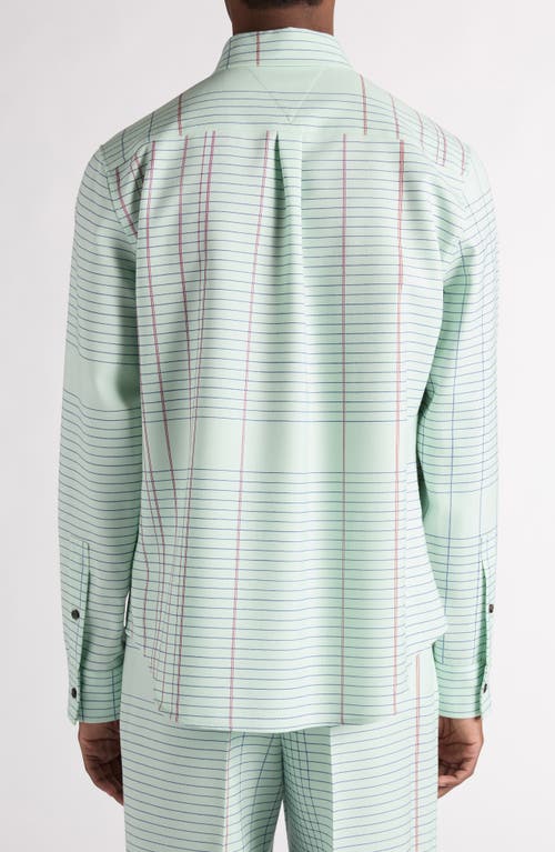 Bottega Veneta Notebook Wool Twill Button-up Shirt In 3883 Dewdrop/pink/blue