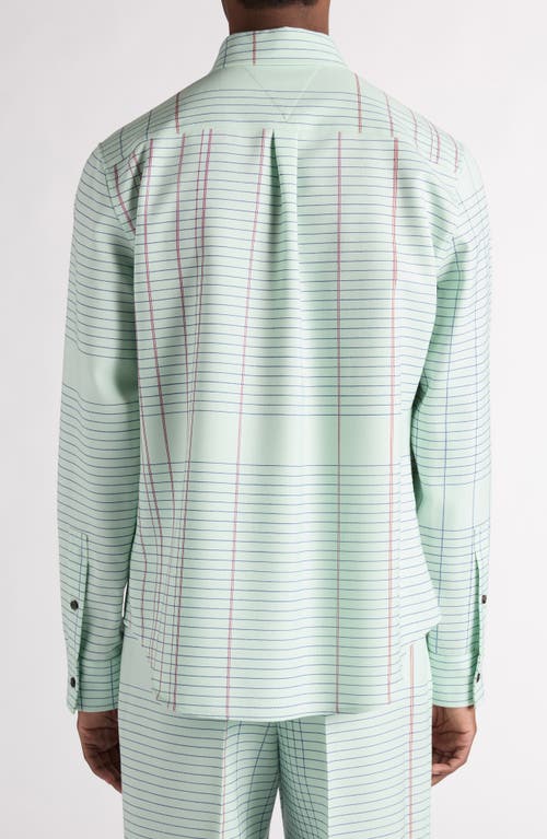 Shop Bottega Veneta Notebook Wool Twill Button-up Shirt In 3883 Dewdrop/pink/blue