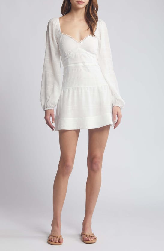Shop Lost + Wander Alamour Long Sleeve Minidress In Offwhite