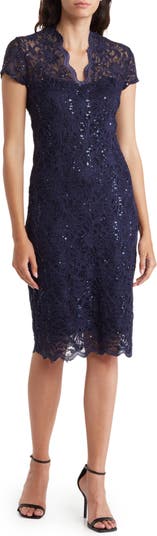Marina Sequin Lace Cap Sleeve Sheath Dress | Nordstromrack
