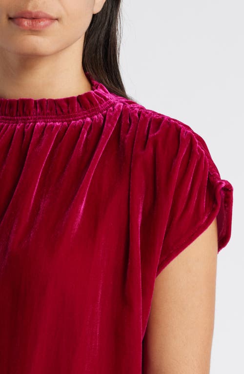 Shop Wit & Wisdom Extended Sleeve Velvet Top In Raspberry Rose