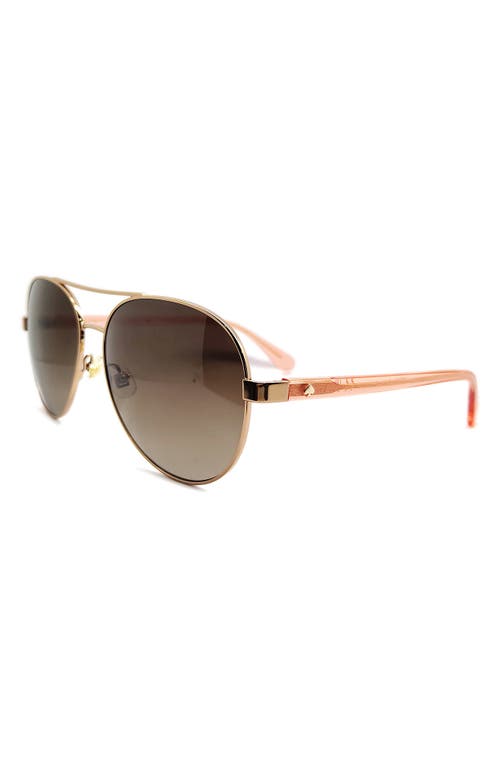 Kate Spade New York Averie 58mm Gradient Aviator Sunglasses In Rose Gold Soft Pink/ Brown Sf