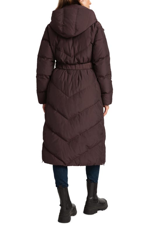 Shop Seraphine Water Resistant Chevron Quilted Maternity Coat In Chocolate