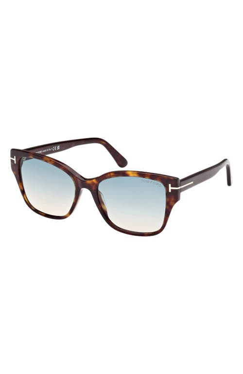 Shop Tom Ford Elsa 55mm Butterfly Sunglasses In Dark Havana/turquoise Sand