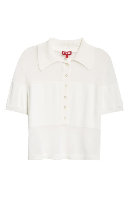STAUD Quaint Short Sleeve Cotton Blend Polo Sweater White at Nordstrom,