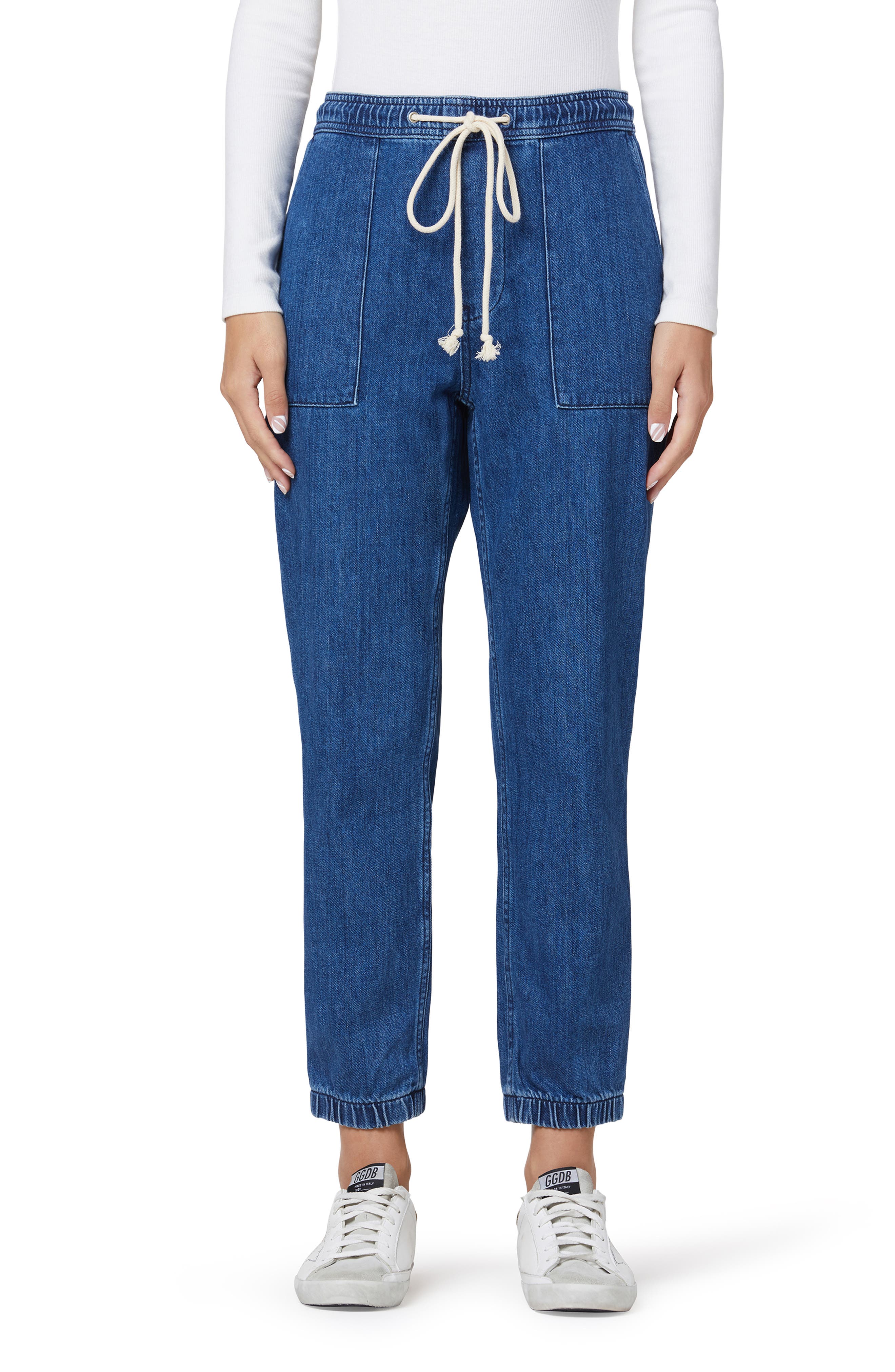 denim track pants womens