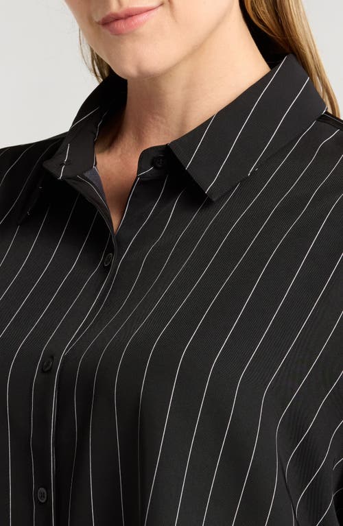 Shop Nordstrom Button-up Shirt In Black Penelope Pinstripe