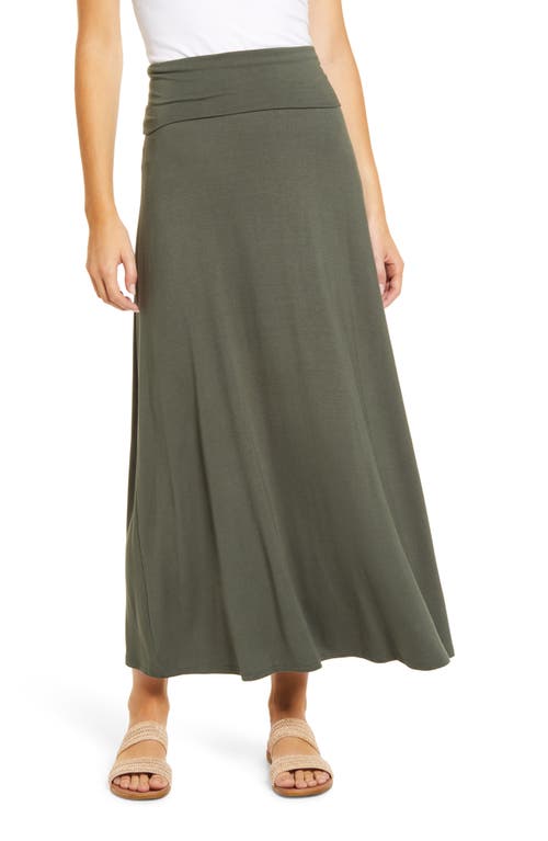 Roll Top Maxi Skirt in Dk Olive