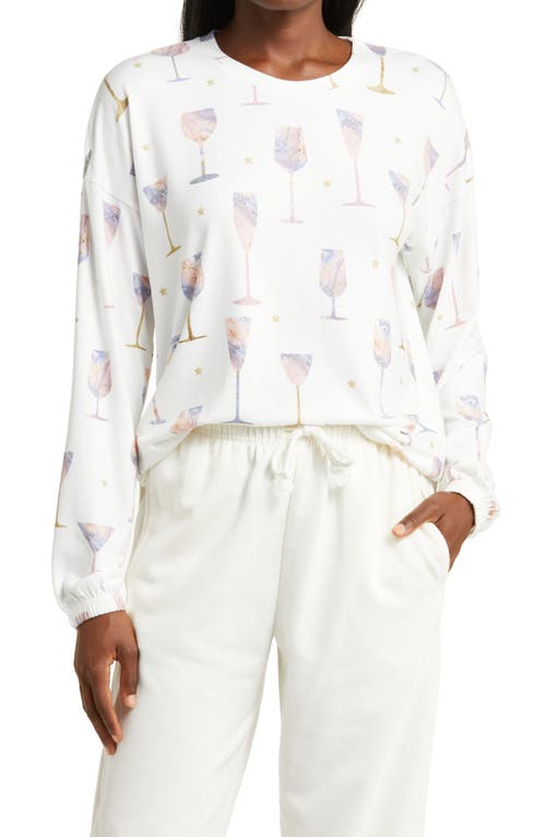 PJ Salvage Wine Life Brushed Jersey Lounge Shirt in Ivory