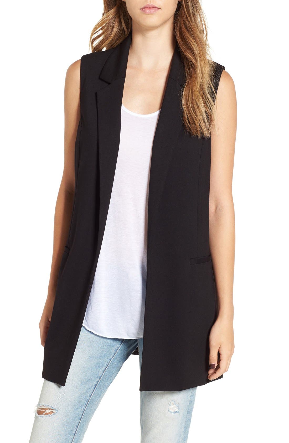 Leith Stretch Ponte Long Vest Nordstrom