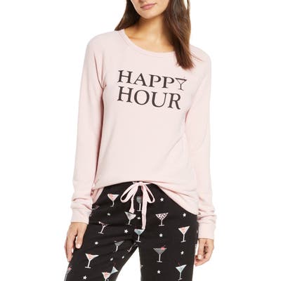 Pj Salvage Happy Hour Flannel Pajama Top, Pink