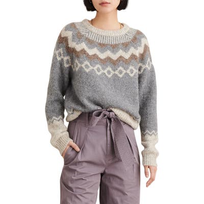 Alex Mill Fair Isle Wool Blend Sweater, Grey