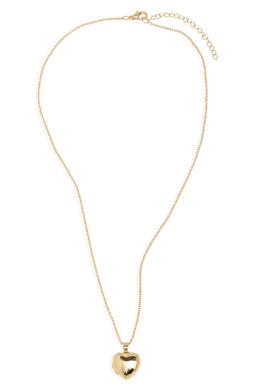 Nordstrom Demi-Fine Puffy Heart Locket Necklace in 14K Gold Plated at Nordstrom