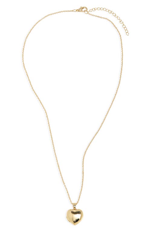 Demi-Fine Puffy Heart Locket Necklace in 14K Gold Plated