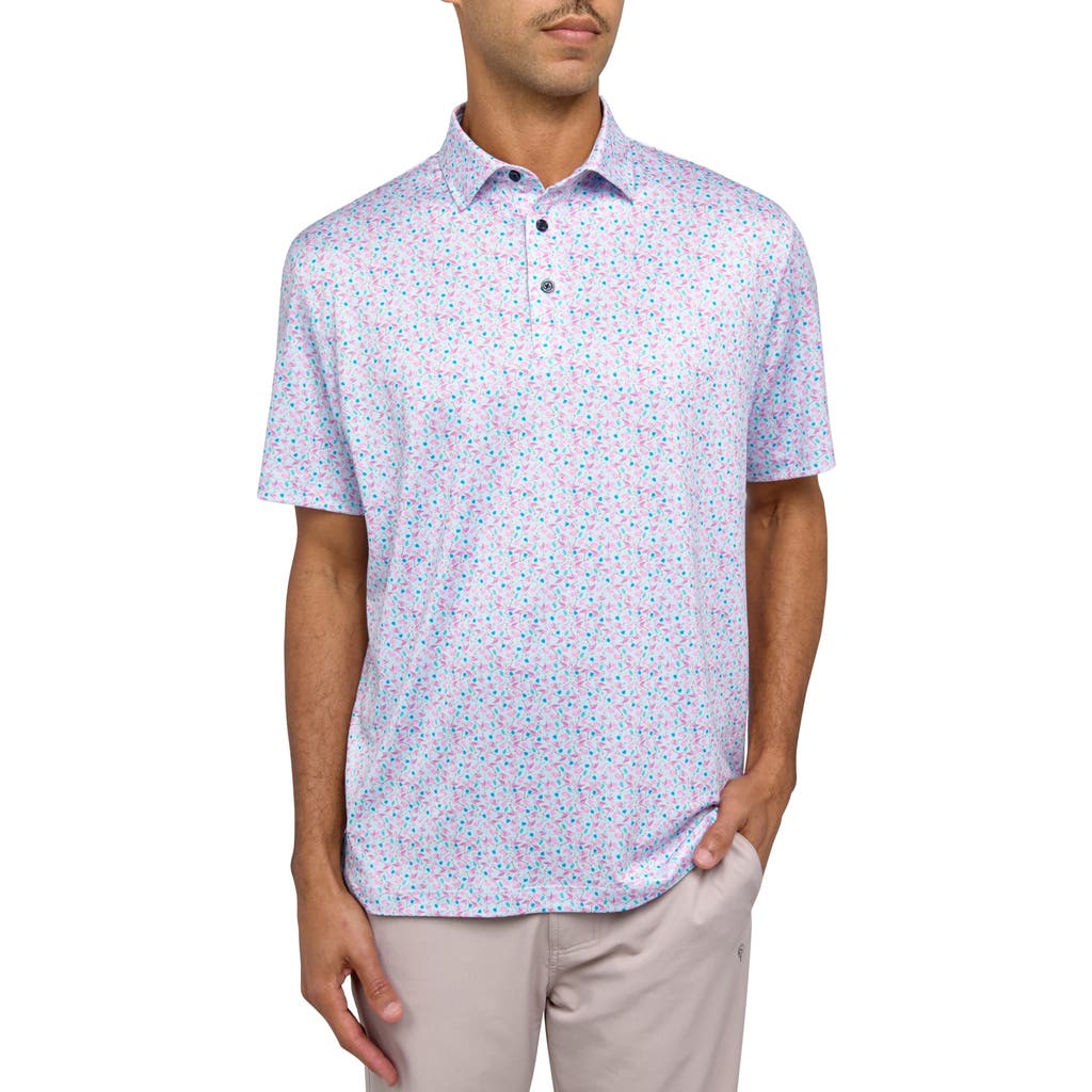 Construct Con.struct Micro Flamingo Print Performance Golf Polo In Pink