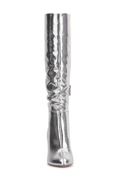 Shop Jessica Simpson Minerva Knee High Boot In Silver Metallic Snake