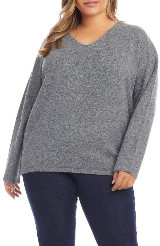 Click to view more detailed imagery on our partner's website Karen Kane V-neck Sweater In Dark Gray