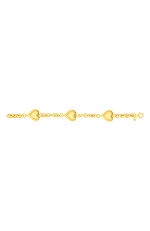 Karat Rush Puffed Heart Station Chain Bracelet In Yellow