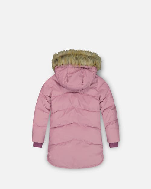 Shop Deux Par Deux Girl's Puffy Long Coat Vintage Purple In Pink