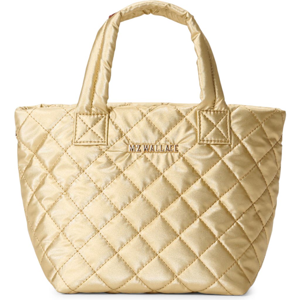 Mz Wallace Micro Metro Deluxe Quilted Nylon Tote In Gold