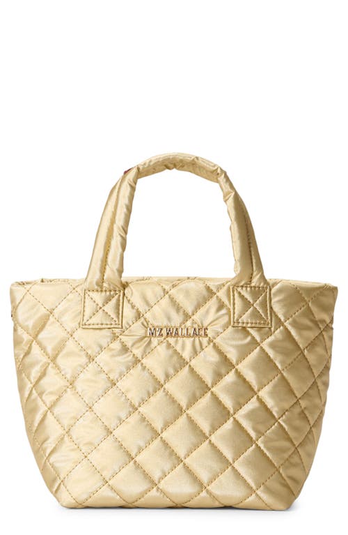 Micro Metro Deluxe Quilted Nylon Tote in Light Gold Pearl Metallic