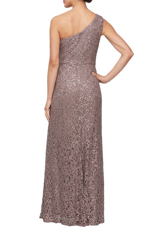 ALEX EVENINGS ALEX EVENINGS ONE-SHOULDER SEQUIN LACE A-LINE GOWN