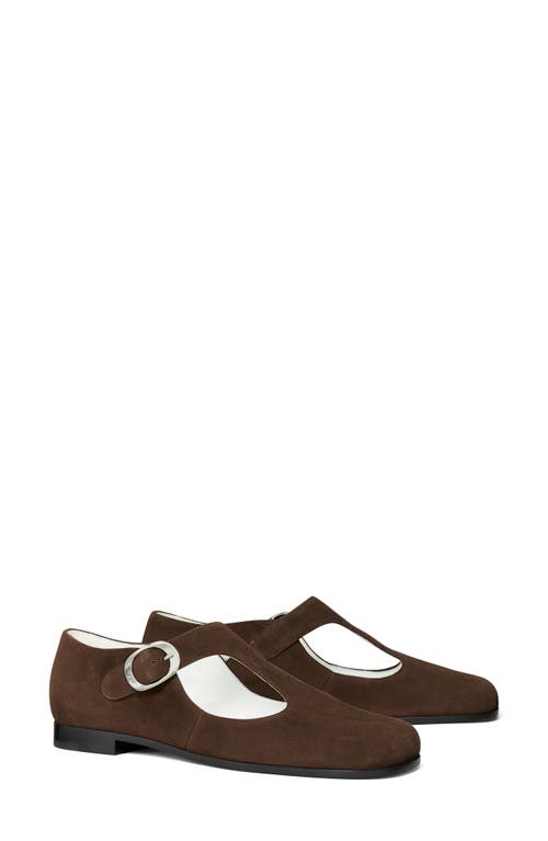 Tory Burch Violet T-Strap Flat Dark Cocoa at Nordstrom,