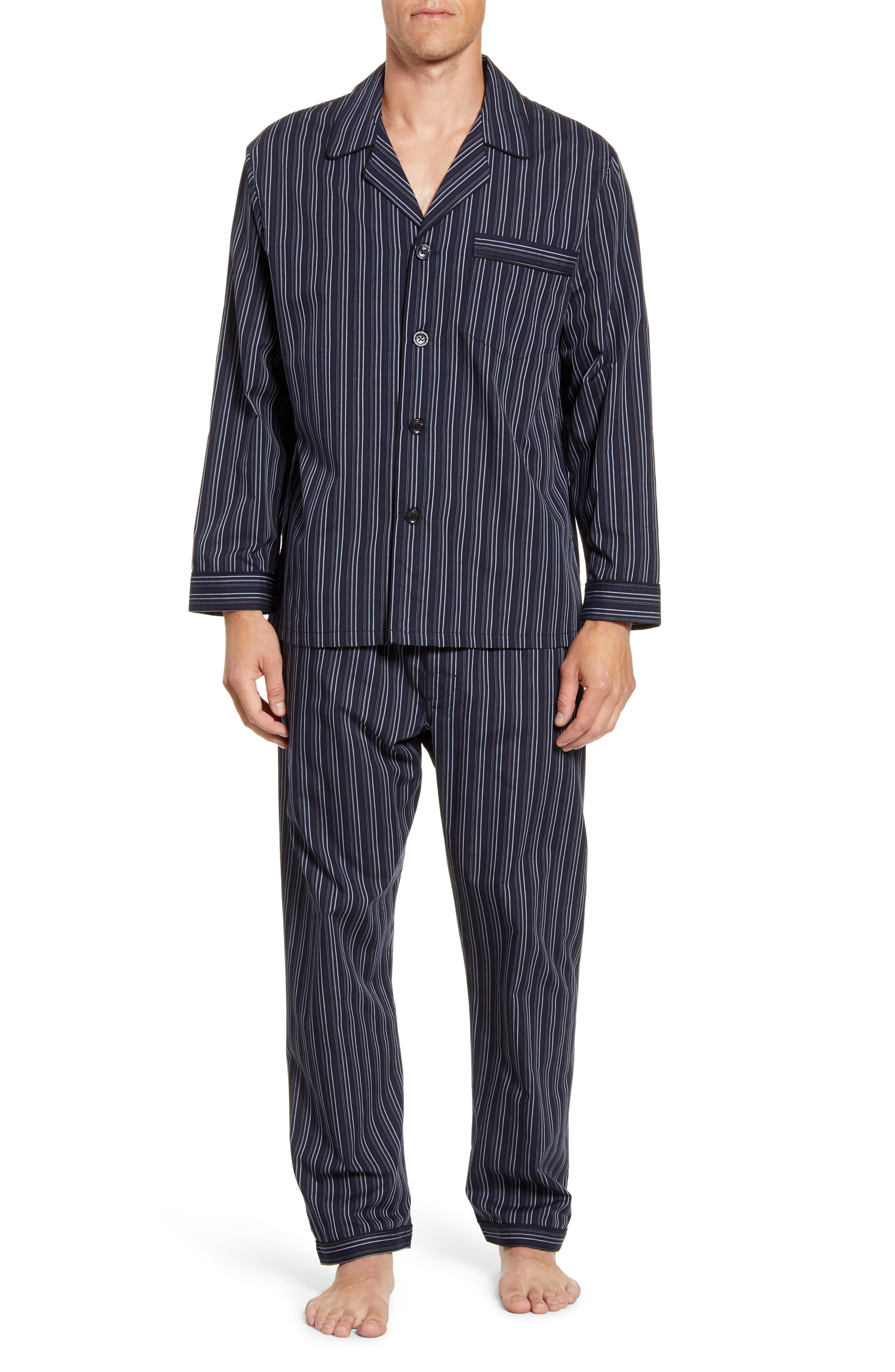 Majestic International Bar Blues Stripe Cotton Blend Pajamas Nordstrom
