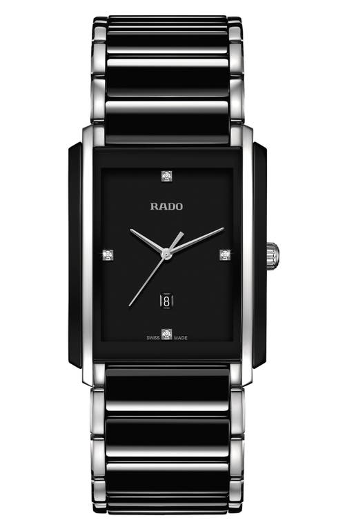 Shop Rado Integral Diamond Ceramic Bracelet Watch, 31mm X 41.1mm In Black/silver