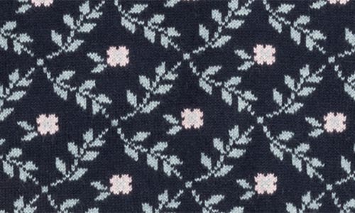 Feltman Brothers Floral Cotton Jacquard Sweater & Pants Set In Navy