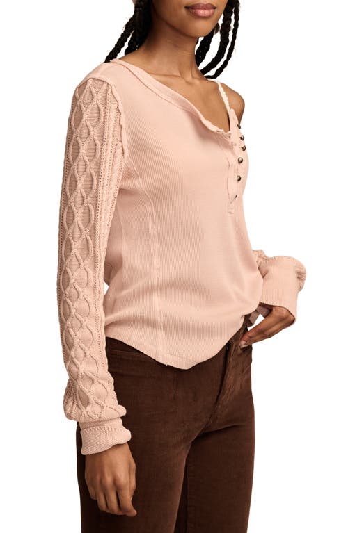 Shop Lucky Brand Textured Sleeve Mixed Media Henley In Rose Smoke