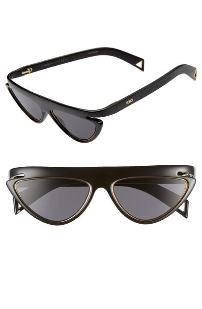 Fendi 55mm Flat Top Sunglasses In Black/ Grey Blue