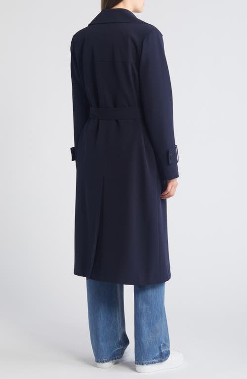 Shop Sam Edelman Double Breasted Belted Trench Coat In Navy