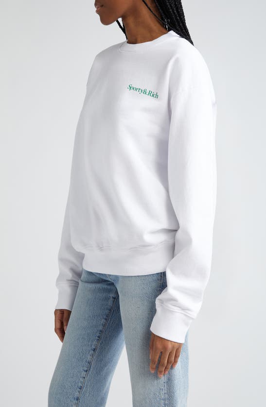 Shop Sporty And Rich Drink More Water Cotton Graphic Sweatshirt In White