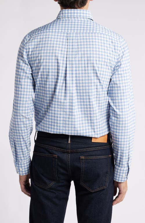 Shop Scott Barber Mélange Check Stretch Button-down Shirt In Blue