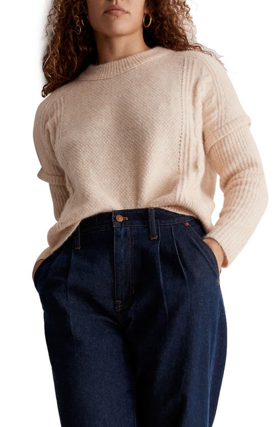 Madewell Havener Cable Pullover Sweater In Heather Powder
