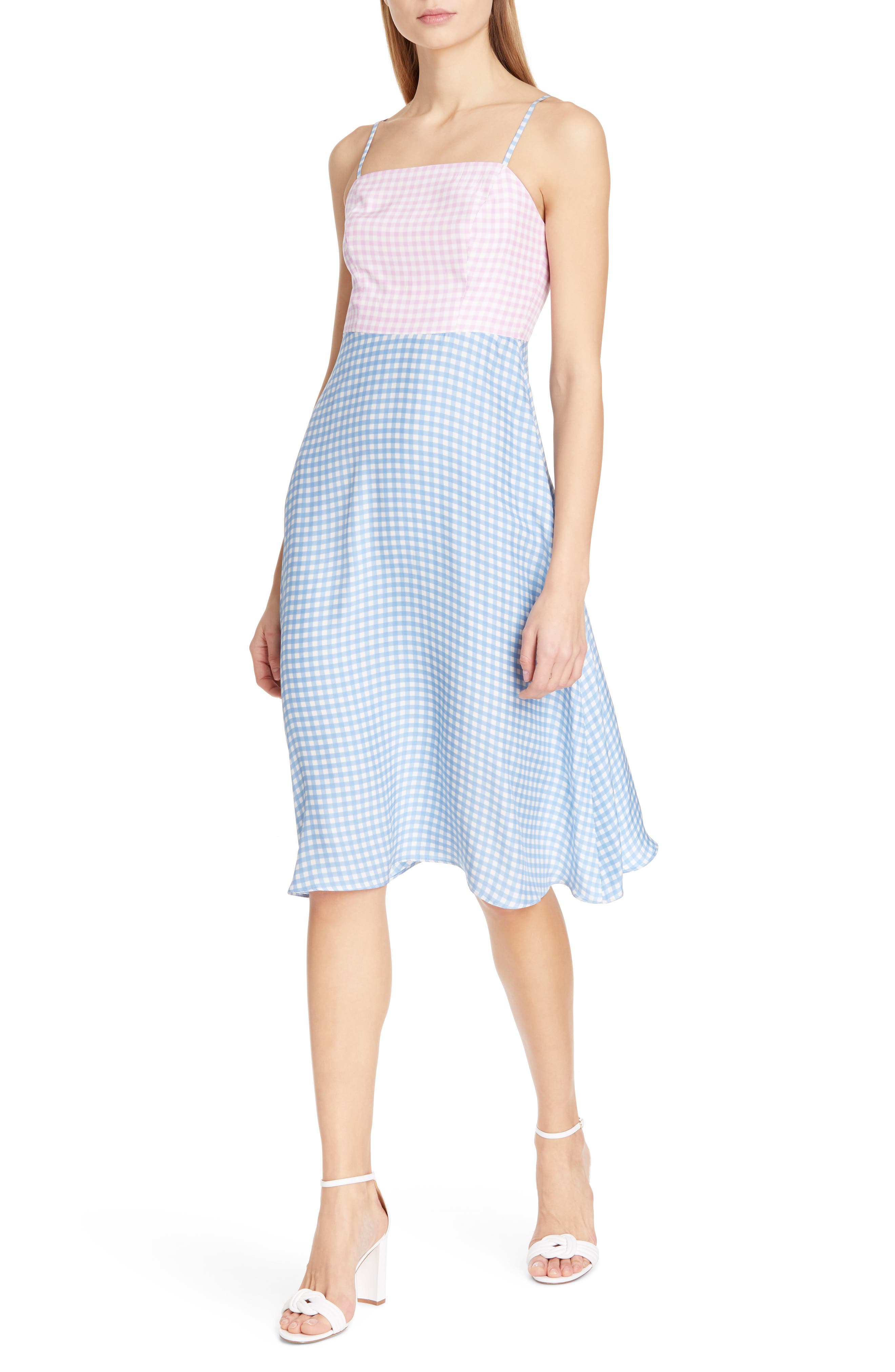 Hvn Nora Bias Cut Silk Dress, Blue